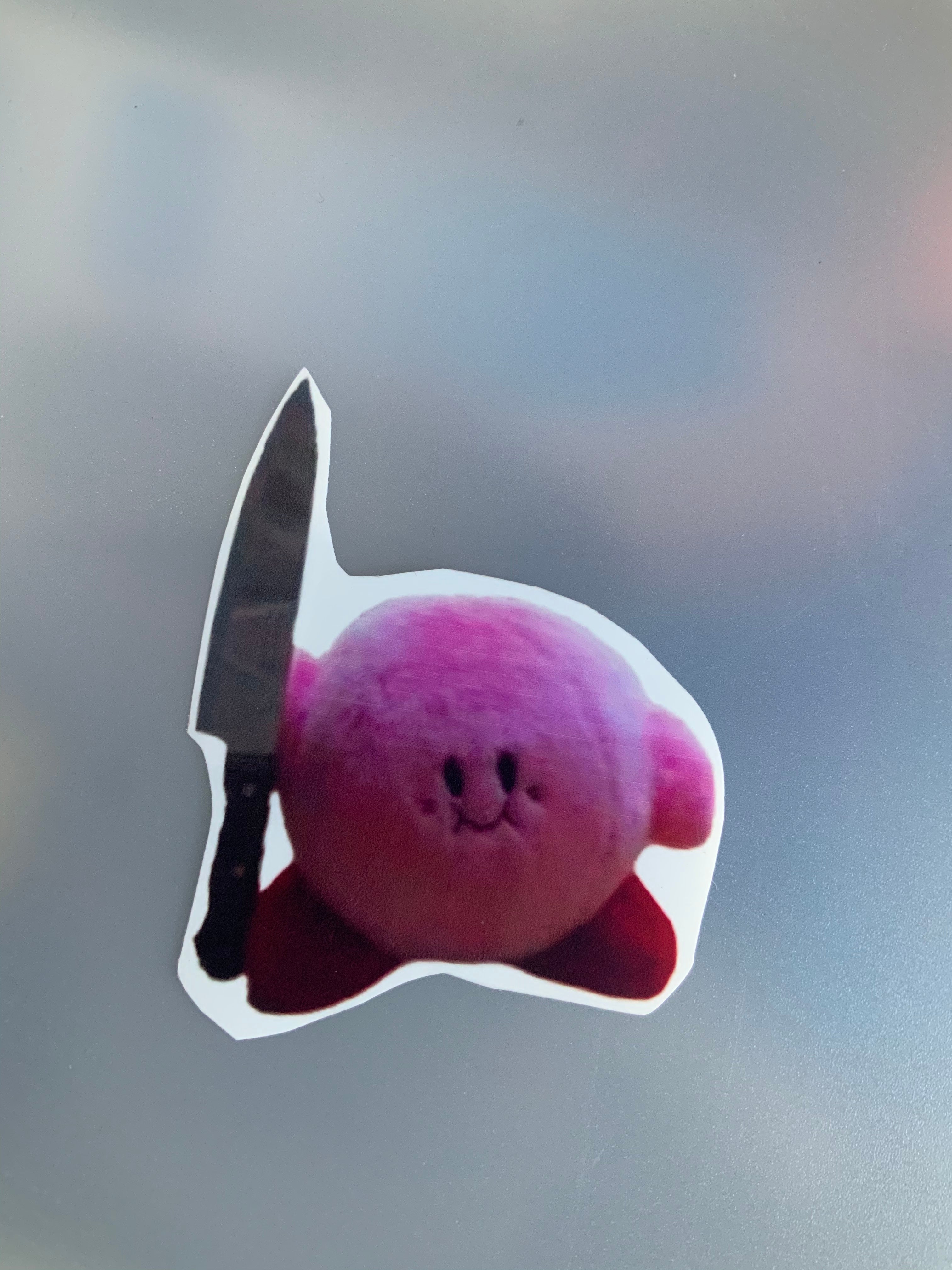 Kirby With Knife Meme Sticker – Retro Rainbow Shop