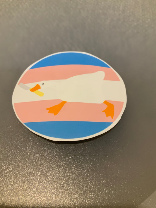 Transgender Goose With Knife Sticker